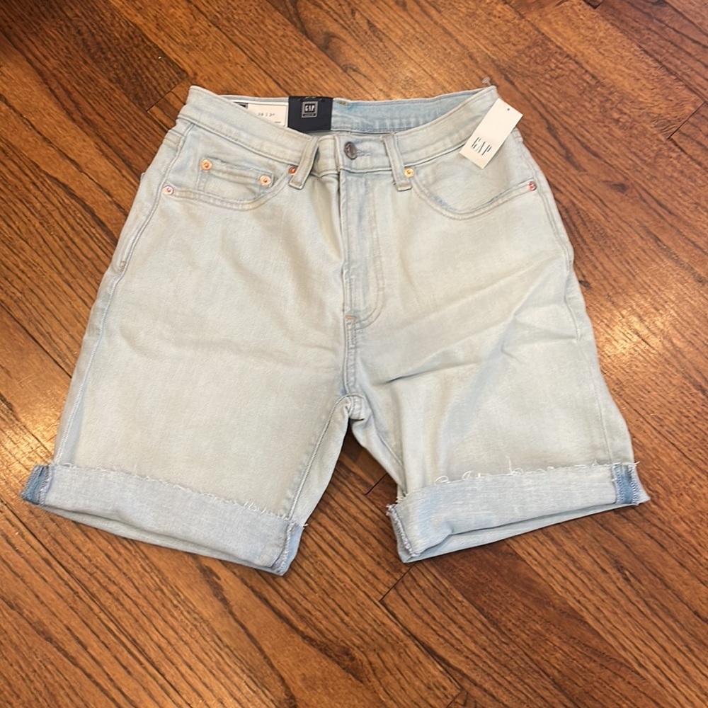 Gap Bermuda denim jean shorts relaxed light indigo wash 26 new